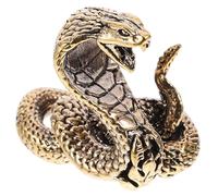 Metal Snake Craft Tea Pet Bronze Cobra Sculpture for Office Cafe Bar Display Zodiac Symbol Figurine 1.9X1.7X1.2In Unique Design