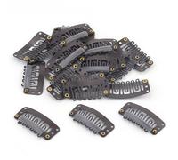 Metal Snap Clips for Hair Extensions and Wefts - U-shape With Soft Rubber, Wig Clip for DIY (Brown)