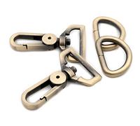 Metal Snap Hooks, With D Drings 6 Sets Bag Clasp Purse Hardware Push Gate Swivel Lobster Claw Clasp (Brushed Brass, 1 1/4'')