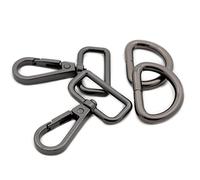 Metal Snap Hooks, with D Rings 10 Sets Push Gate Swivel Lobster Claw Clasp Purse Hardware (Gunmetal,3/4")