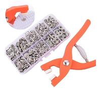 Metal Snaps Buttons, 9.5mm Metal Silver Snaps Buttons Five Claw Buckle Installation Tool Set Metal Snaps Button Kits for Fabric, Clothing, DIY Craft, Clothing Fasteners (with Fastener Pliers)