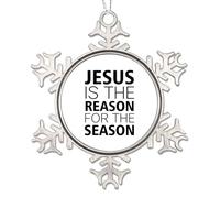 Metal Snowflake Christmas Ornaments 2024 Jesus Is The Reason for The Season Pewter Ornaments for Christmas Tree Hanging Decorations Holiday Keepsake Xmas Souvenir Birthday New Year Gifts for Kids