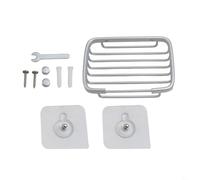 Metal Soap Dish Holder Strong Suction Aluminum Bathroom Shower Tray Rust-Resistant No-Drill Mount Open Drain Design 13x9x3cm Adjustable Clamps Gold Silver Black(Silver matte)