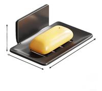 Metal Soap Holder Wall Mounted No Drill Bathroom Accessories with V Shape Drain for Bar Soap Sponge Tray White(Black 1pc)
