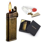 Metal Soft Flame Lighter, Refillable Windproof Lighter, Copper Lighter, Vintage Style Brass Wheel Kerosene Lighter, Gift for Collector Friend Father