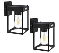Metal Solar Wall Lights Outdoor with Clear Glass, Dusk to Dawn Motion Sensor Lights, Anti-Rust Waterproof Solar Wall Lantern for Porch, Fence, Step, Garage, Gazebo, Barn, Shed( 2 Pack)