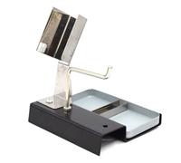 Metal Soldering Iron Holder Stand with Heat-Resistant Spring Bracket Support for Tips and Sponge - 110 x 102 mm, Black & Silver