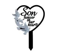 Metal Son Memorial Stake Grave Dove Decorations for Cemetery Gravesite Sympathy Markers Waterproof Memorial Gifts for Loss of Son Tombstones Plaque Outdoors Lawn Yard Decor (Son)