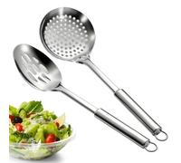 Metal Soup Skimmer - Long Frying Spoon Strainer, Integrated Grease Sieve,Wire Mesh Colander | Multi Use Separation Tool, Cooking Draining Liquid Veg Pasta Noodle Hot Food Serving Kitchen Tool Gadget