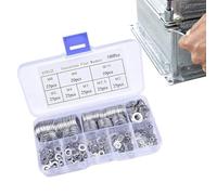 Metal Spacer Set - Stainless Steel Flat Rings, 180 Piece Hardware Kit, 8 Size Variety Pack, Rust Resistant Fastener Seals, Industrial Supplies, Silver Finish For Bolt Screw Nut Mechanical Maintenance