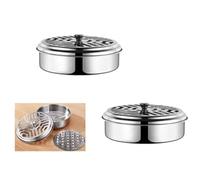 Metal spice burner with geometric pattern lid - suitable for sandalwood incense, bach block incense and resin incensing- decorative Arabian style home fragrance accessory (stainless steel).