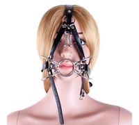 Metal Spider Ring Gag with Head Slave Harness Nose Hook Flirting Mouth Gags Sex Toys for Couple Adult Games Unisex Sex Products (Silver)
