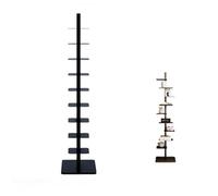 Metal Spine Bookshelf 9-Tier Narrow Bookcase for Small Spaces, DIY Three-sided Free Rotation Vertical Tower for Books, Tall Narrow Ladder Bookcase