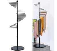 Metal Spiral Scarf Holder & Hijab nizer Display Stand - 30 Rods Floor-Standing Hanger for Belts Pants Blankets - Space-Saving Clothing Store Rack