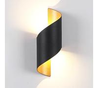 Metal Spiral Wall Light, Up and Down Lighting Wall Lamp, 10W LED Wall Sconces, Black Bedside Wall Lights, Modern Minimalist Wall Light Fixtures for Bedside, Hallway, Living Room