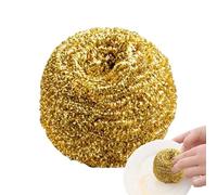 Metal Sponge Scrubber - Heavy Duty Copper Scouring Ball for Pots, Pans, Cleaning | Household Kitchen Tools Removing Oil Stains, Buildup, Grease from Stainless Steel Cookware, Barbecue Grill,