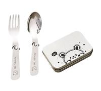 Metal Spoon Fork Set Portable Folding Picnics Cutlery Light Weight Tableware Travel Utensils with Storage Box Enduring Outdoor Folding Cutlery Fork Spoon with Box