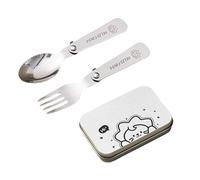 Metal Spoon Fork Set Portable Folding Picnics Cutlery Light Weight Tableware Travel Utensils with Storage Box Enduring Folding Stainless Steels Tableware