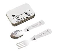 Metal Spoon Fork Set Portable Folding Picnics Cutlery Light Weight Tableware Travel Utensils with Storage Box Enduring Outdoor Folding Cutlery Fork Spoon with Box