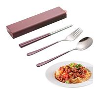 Metal Spoon Set Chopsticks Fork - Blue Lightweight Construction, Compact Travel Cutlery, Multipurpose Food Tools Eco-Friendly For Bag Set