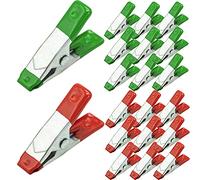 Metal Spring Clamps Clips, Heavy Duty Tipped Grip Holder Rubber Coated, Wood Clamps for Tarpaulin, Camping, Woodworking, Model Making Tool - 20 Pcs/2 Inch(Green&Red)