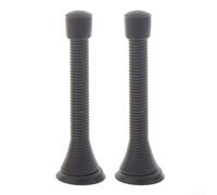 Metal Spring Door Stopper 2PCS with Screws and Bottom Plate, Designed for Wall and Door to Prevent Handle Damage and Noise (Black)