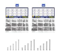 Metal Springs 900pcs Mini Return Spring Assorted, 15 Different Sizes Springs Set Set, 304 Stainless Steel Spring Assorted with Case (2 Pack 450pcs) Metal Springs
