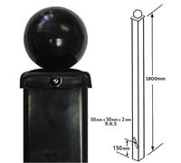 Metal Square Blank Ball Top Concrete-in Post 5cm Sq Black