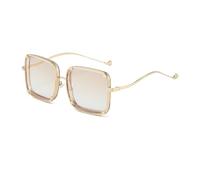 Metal Square Large Frame Sunglasses For Men And Women's Commuting Party Photo Vacation Polarized Sun Glasses(Gold)