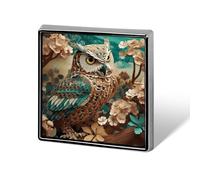 Metal Square Owl2 Brooch Pin Cute Funny Brooches Printed Aluminum Alloy Memorial Pins Personalized Lapel Badge for Hat Backpack Lapel Decor Jewelry Gift