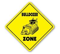 Metal Square Sign 12x12 inches Bulldozer Zone Sign Novelty Construction Road Work Heavy Duty Tar Wall Sign Decorative Safety Sign Gift Metal Aluminum Plaque