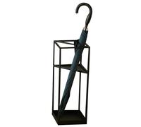 Metal Square Umbrella Holder Stand with Drip Tray - Stylish Hollow Design for Large Umbrellas Baseball Bats Sports Equipment and Fishing Rods - Durable and Stable