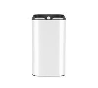 Metal Square Uncovered Trash Can,with Fixed Ring,Home Wastebasket for Bathroom,Living Room,Kitchen,Bedroom,10Liter Capacity Trash Bin(White)