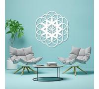 Metal Sri Yantra Wall Art, Metal Sacred Geometry Yoga Meditation Wall Artwork Decor, Black Artwork Decoration for Living Room,Bedroom Hallway and Stairs Nature Home Decor (White 5 30L