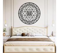 Metal Sri Yantra Wall Art, Sacred Geometry Wall Decor, Torus Art, Metal Artwork Decoration, Modern Sculpture Home Decor for Living Room,Bedroom Hallway and Stairs Nature (Black2 24L x