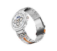 Metal Stainless Steel Band Fit For Samsung Galaxy Watch 8 Classic 46mm 40mm 44mm Wristband(Silver orange Style2,For Galaxy Watch 8 44mm)
