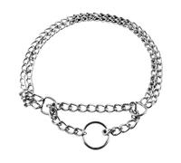 Metal Stainless Steel Chain Dog Collar Double Row Chrome Choke Training Show Collar(XL)