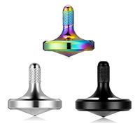 Metal Stainless Steel Spinning Top, Well Made EDC Decompression Toy, Perfectly Balanced, Spin Smooth, Long Rotation Time, Helps Relieve Stress and Anxiety (3PCS Black+Silver+Iridescent/L)
