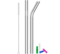 Metal Stainless Steel Straws, 4pcs 12" Ultra Long Reusable Metal Drinking Straws with Cleaning Brush and Silicone Tips for Tall Tumblers