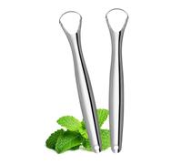 Metal Stainless Steel Tongue Scrapers for Adults, 2 PCS Tongue Cleaner for Restore Fresh Breath Improve Taste and Oral Health, Tongue Brush for Adults & Kids, Tough Scraper for Mouth