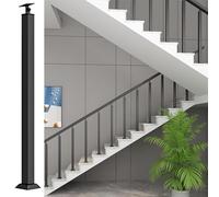 Metal Stair Balusters Post,Indoor Square Railing Spindles,Black Stair Railing Handrail,Banister Column for Deck/Steps,with Flat Adjustable 270° Angle Brac(Black,95cm/37.4in-4mm)