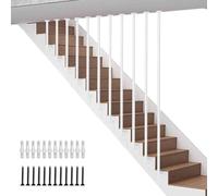 Metal Stair Handrail Nonslip Support Bar for Round Railings Wrought Iron Handrail with Bracket 105 cm Stair Grip Set White Stairway Safety Rail