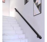 Metal Stair Handrail，Round Pipe Staircase Railing Indoor/Outdoor Wall Mount Banister Hand Railing Support Kit，Industrial Galvanized Iron Balustrade Safety Grab Bar Support(18ft/540cm)