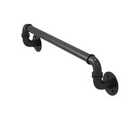 Metal Stair Handrail with Wall Mount Bracket, Rustic Industry Black Iron Hand Railings, 50-400cm Long Round Grab Bar for Outdoor Step Loft Deck (Size : 120cm(47in))