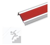 Metal Stair Nosing Aluminum Alloy and Vinyl Rubber Stair Edge Protector for Indoor Outdoor, Anti-slip Waterproof, L Molding(60x21mm/2.4x0.8in)