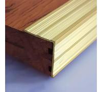 Metal Stair Nosing Edge Trim Nose Molding, Brass Stair Edge Protector Wall Corner Trim Moulding, Wood/Tile Staircase Step Threshold Strip(30x34mm(1 1/8" x1 3/8"))