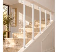 Metal Stair Railing Balusters, Square Spindles, 2 Mounting Styles | White, Gold or Black, with two top connection styles for indoor stairs(L Shape/White,100cm)