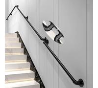 Metal Stair Railing Black Industrial Pipe Handrail for Indoor/Outdoor Use 2.29ft Safety Grab Bar WallMounted Support Durable Foot Railing Modern Hand Grip