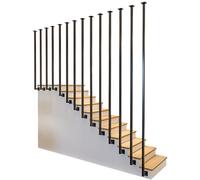 Metal Stair Railing - Black Square Tube il for Steps, Garden Veranda, Entryway, Attic, Balcony, Deck - Durable Safety Rail (30cm)