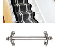 Metal Stair Rods for Carpet Runners - Silver Stair Tread Rod Set, Available in 1, 3, 5, or 10 Pack, Includes Round Finials & Tubular Brackets (3pcs, 36in)